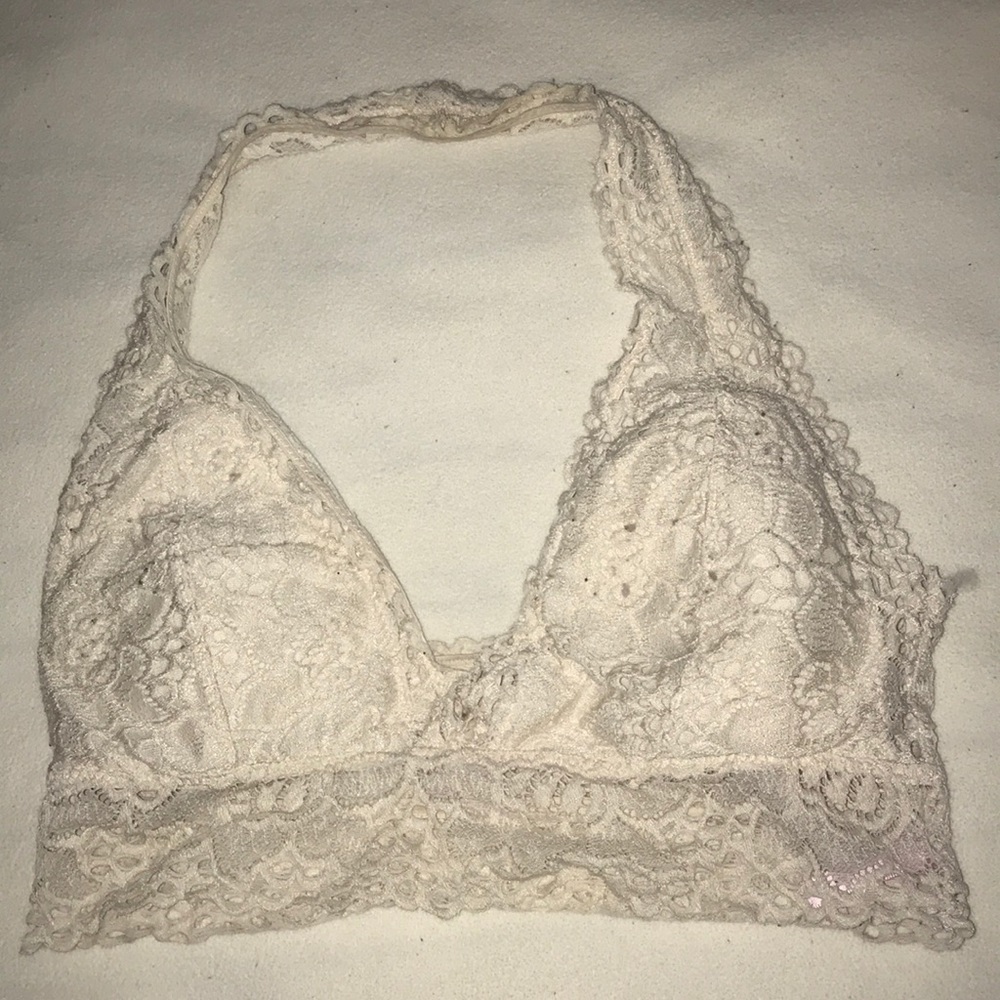Cream lace halter top bralette